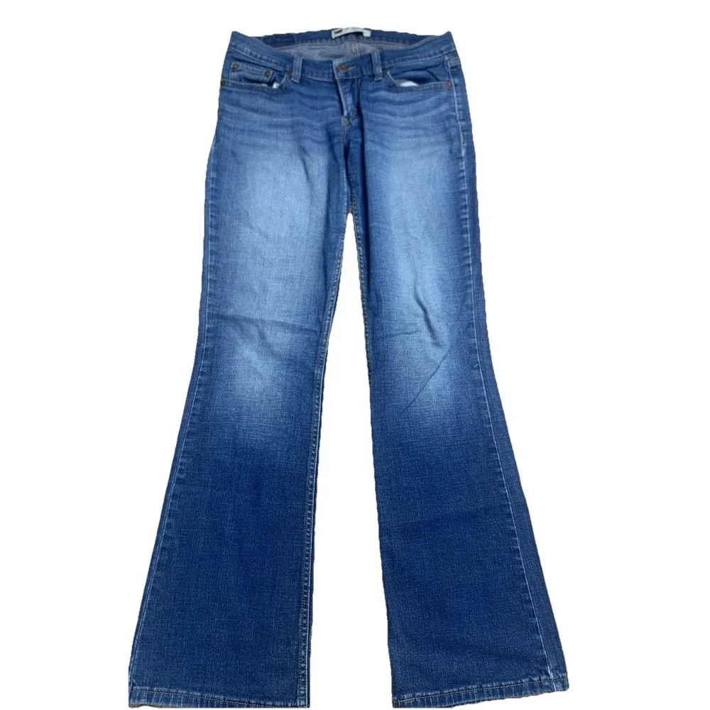 Womens‎ 5 Levi's 524 Super Low Flare Blue Jeans Medium Wash Y2K preppy